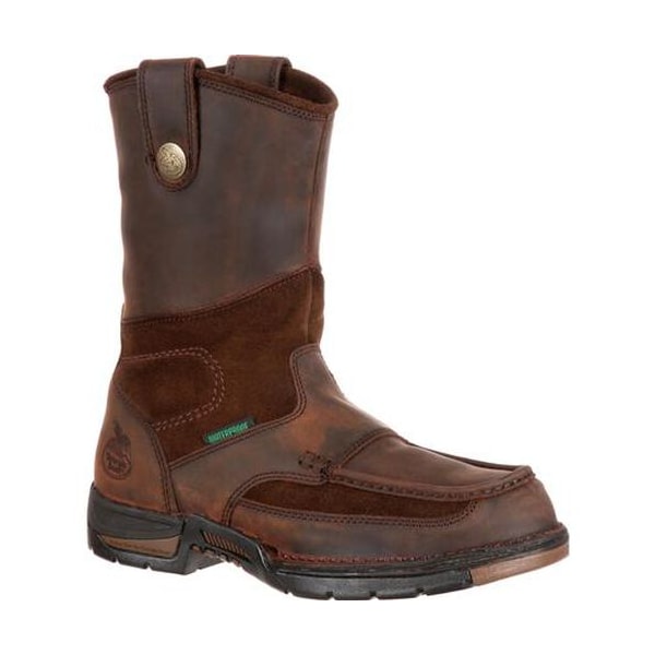 Georgia Boot Men's Waterproof Wellington Work Boot, 14 W, Steel Toe, 10 in H, Brown, G4603 G4603 - main